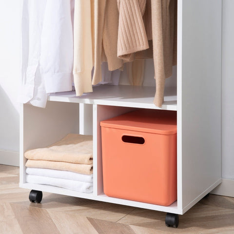 Rootz Mobile Wardrobe - Wardrobe Cabinet - Storage Organizer - Easy Mobility - Ample Storage - Durable Material - 60cm x 40cm x 128cm - White