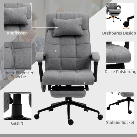 Rootz Massage Office Chair - Ergonomic Chair - 155° Reclining - Lumbar Heating - 66cm x 76cm x 112-120cm