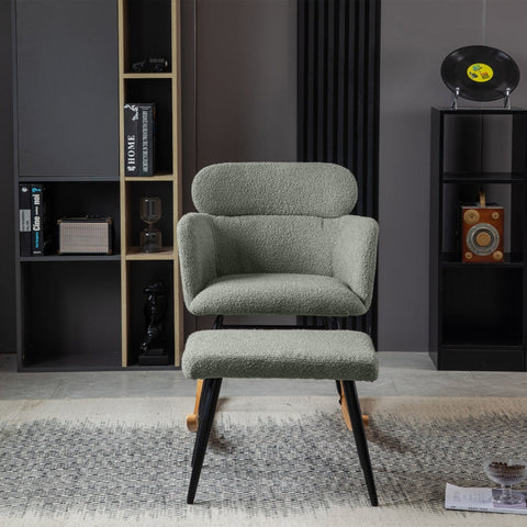 Rootz Elegant Gray Rocking Chair Set - Lounge Chair - Relaxation Chair - Comfort & Modern Design - 61L x 72.5W x 82H cm & Footstool 52L x 41W x 40H cm