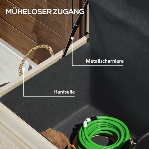 Rootz 185L Outdoor Storage Box - Weather-Resistant Organizer - Wooden Chest - Seating Option - 110 x 50 x 50 cm