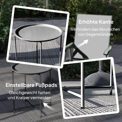 Rootz Round Garden Table - Terrace Table - Foldable Outdoor Table - Durable Steel - Ø46cm x 50cm