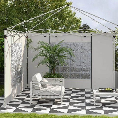 Rootz Gazebo - Side Panels - 2 Pack Sides Replacement - Pop Up Gazebo - With Windows And Doors - White - 295W x 195H cm