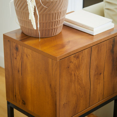 Rootz Console Table - Industrial Side Table - Sideboard with Cabinet - Ample Storage - Display Shelf - Durable & Easy to Clean - 40L x 30W x 76H cm