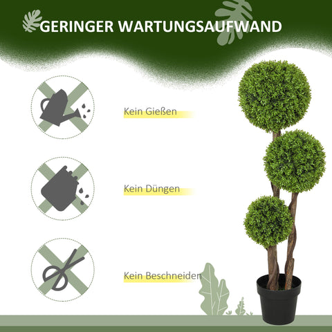 Rootz Artificial Boxwood Plant - Faux Greenery - Realistic Decor - Always Fresh - 115cm H x 19.5cm Ø Pot