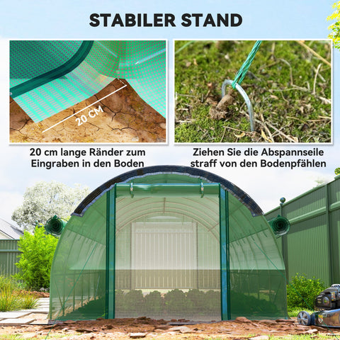 Rootz 6 x 3 x 2 m Polytunnel Greenhouse - Tomato House - Plant Tunnel - UV-Blocker - 600cm x 300cm x 198cm