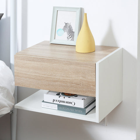 Rootz 2-Piece Wall Bedside Tables - Night Dresser - Side Table - Space Saving - 46 x 30 x 30 cm