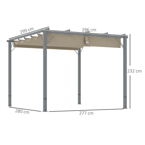 Rootz 3x3m Garden Pergola - Terrace Roof - Pavilion - UV Protection - Aluminum Frame - 299cm x 296cm x 232cm