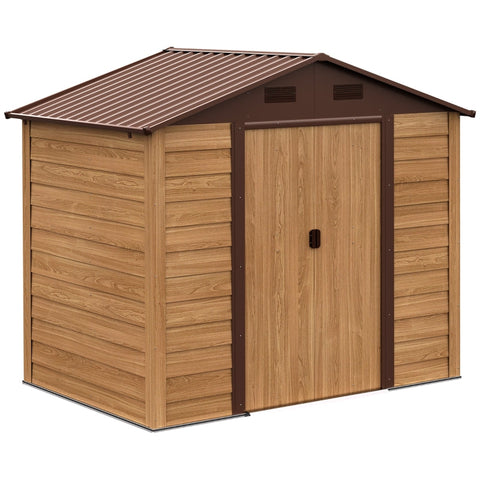 Rootz Steel Tool Shed - Lockable Double Door - Garden Storage - Durable Construction - Optimal Ventilation - 1.96 x 2.36 x 2.08 m