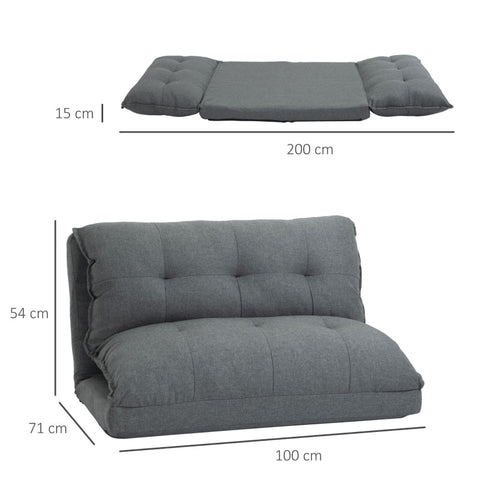Rootz Elegant Gray Chauffeuse Floor Sofa - Adjustable Relaxing Chair - Reading Armchair - Metal Structure - 100L x 71W x 54H cm
