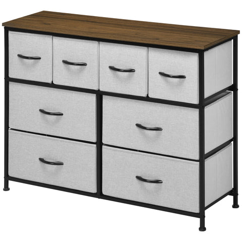 Rootz 8 Drawer Chest - Cabinet Drawer - Fabric Storage - Anti-Tipping Stability - 100 x 30 x 78 cm