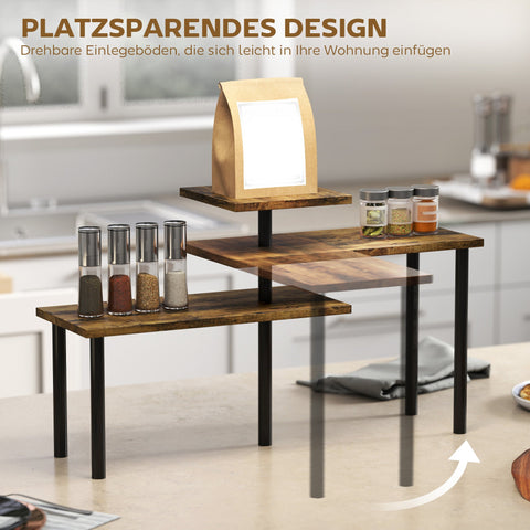 Rootz Rotatable Kitchen Shelf - Microwave Holder - Industrial Metal Stand - Maximizes Space - 40 x 18 x 36.5 cm