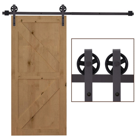 Rootz Sliding Door Hardware Kit - Carbon Steel Rail System - Space-saving Design - Supports up to 100kg - 183cm x 4cm x 0.6cm