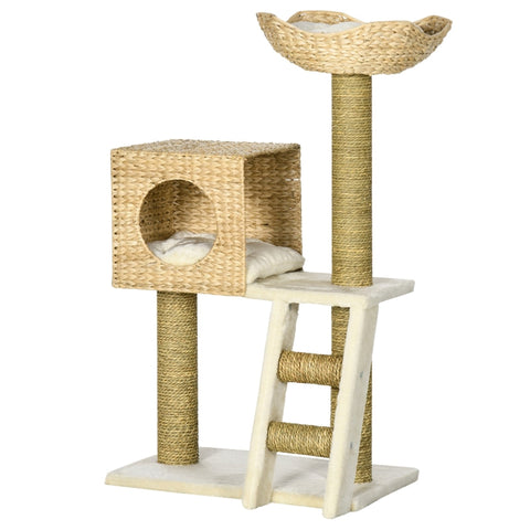 Rootz Cat Tree Scratching Post - Multiple Levels Climbing Tree - Cozy Cat House - Sisal Scratching Posts - Chipboard Frame - 57cm x 37cm x 100.5cm