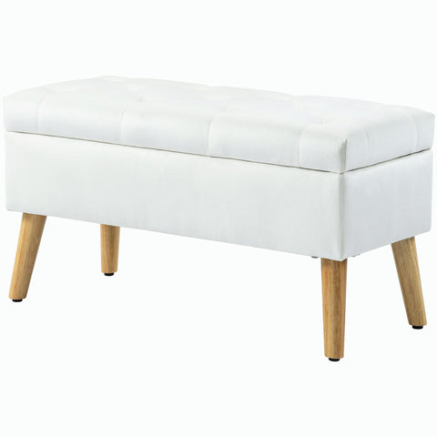 Rootz Upholstered Bench with Storage - Velvet-Like Cover - Bedroom Bench - Comfortable Seating - 80 x 35 x 40 cm