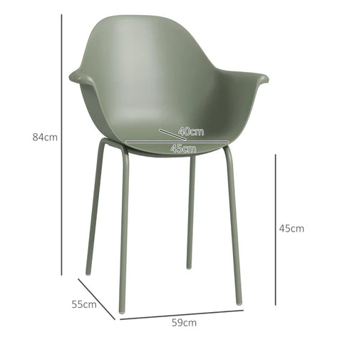 Rootz Set Of 4 Garden Chairs - Outdoor Chairs - Modern Design - Garden Furniture - Garden Dining Chairs - Green - 59 cm x 55 cm x 84 cm