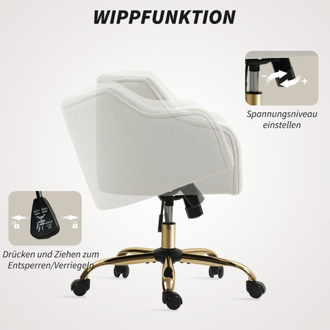 Rootz Upholstered Office Chair - Linen-Look Desk Chair - Height Adjustable - Comfort Seating - 54x52x73-81cm