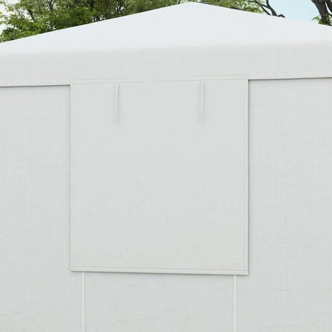 Rootz Gazebo - Replacement Canopy - Side Panels - Weather Resistant - Zippered Doors - PE Fabric - White - 360 X 300 X 270cm