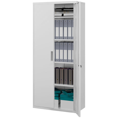 Rootz File Cabinet - Office Cabinet - Storage Shelves - Metal - Durable & Secure - 80b x 40t x 180H cm