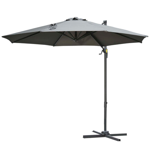 Rootz Swivel Arm Parasol - Tilting Garden Parasol - 360° Rotatable Umbrella - Durable Aluminum Frame - Ø 2.95 x 2.5H m,  Grey