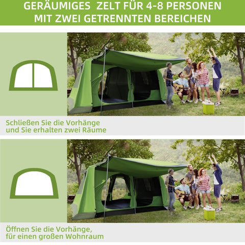 Rootz Camping Tent - Dome Tent - Family Tent - Spacious Design - Weather Resistant - Easy Setup - L405 x W305 x H225cm