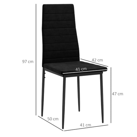 Rootz 4 Set Dining Chairs - Armless Chairs - Upholstered Seat - Lumbar Support - 41cm x 50cm x 97cm