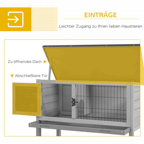 Rootz Rabbit Stable - Winter-Proof Hutch - Outdoor Animal Shelter - Durable Protection - 84x43x70 cm