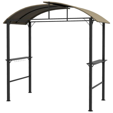 Rootz BBQ Gazebo - 2 Side Shelves - Barbecue Pavilions - BBQ Pavilion - Hooks - Steel Frame - Polyester - Khaki - 1.1 x 2.3m