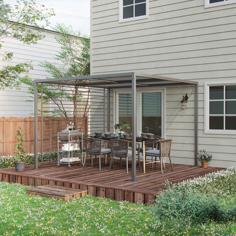 Rootz Pergola Garden Gazebo - Outdoor Pavilion - Sun Shelter - 4 Retractable Roof Panels - Lightweight Metal Frame - 300cm x 300cm x 222cm