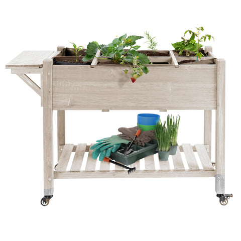 Rootz Elevated Planter Bed on Rolls - Shelf - Foldable Table - No Bending, Easy Garden Move - 123cm x 54cm x 87cm