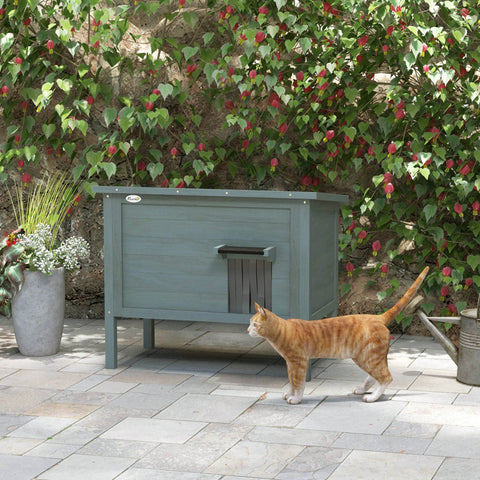 Rootz Outdoor Cat House - Katzenhaus - Weatherproof Katzenhütte - Cozy Insulation - 85cm x 50cm x 68.5cm Grey+Black