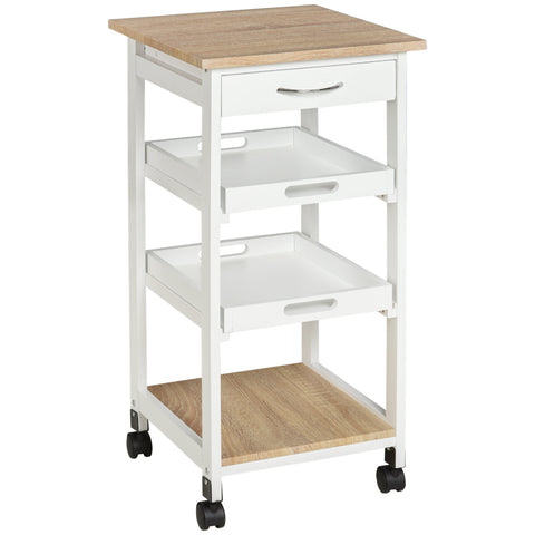Rootz Kitchen Trolley - Serving Trolley - Kitchen Cart with Wheels - Versatile Storage - 37cm x 37cm x 76cm