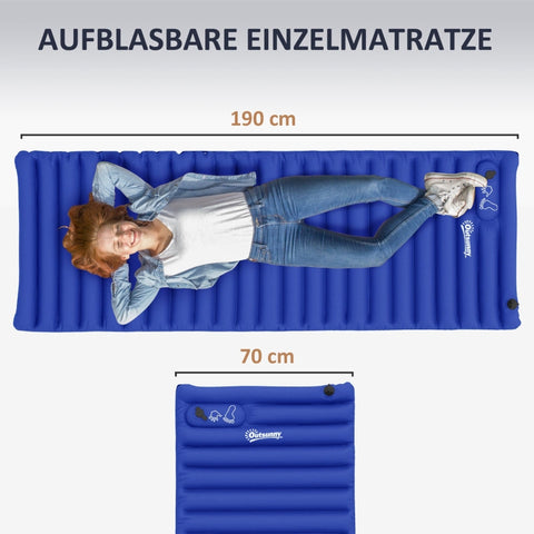 Rootz Camping Air Mattress - Sleeping Pad - Inflatable Mattress - Waterproof Polyester - 195cm x 70cm x 10cm