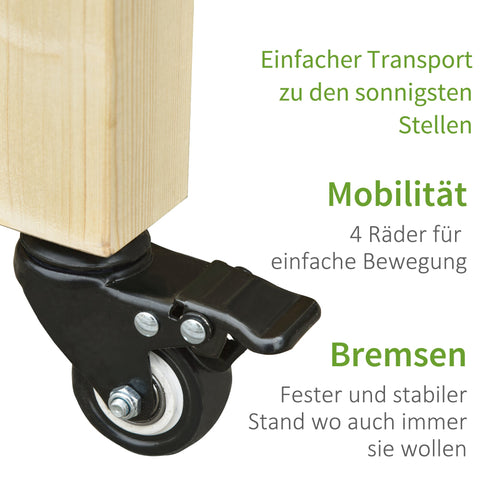 Rootz Upper Bed with Wheels Planting Table - Flower Box - Raised Bed - Drainage & Easy Mobility - 118 x 55 x 83 cm