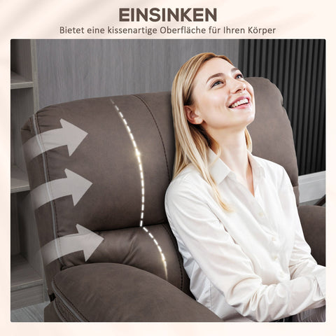 Rootz Upholstery Armchair with Footrest - Recliner Chair - Relaxation Furniture - Microfiber Leather-Look - Comfort Up to 135° - 97cm x 160cm x 80cm