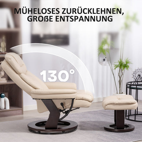 Rootz Relaxation Armchair with Foot Stool - Adjustable Armchair - Recliner Chair - 360° Rotary Freedom - Brown - 83cm x 83cm x 107cm