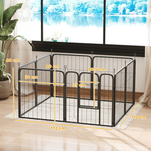 Rootz Dog Park - Pet Playpen - Foldable Dog Enclosure - Stable Steel Structure - 112cm x 112cm x 60cm