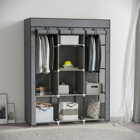 Rootz Fabric Wardrobe Cabinet - Storage Solution - Organizer - Dust Protection - 125cm x 43cm x 162.5cm