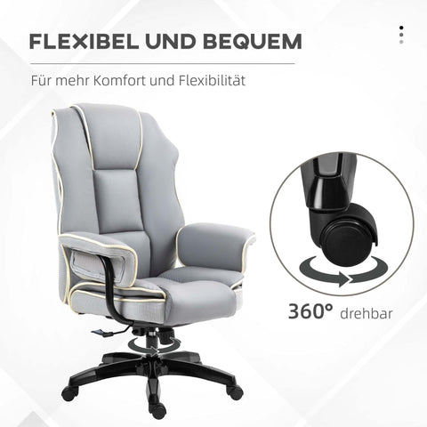 Rootz Ergonomic Office Chair - Computer Chair - Desk Chair - Faux Leather - Adjustable Height - 76cm x 80cm x 118-124cm