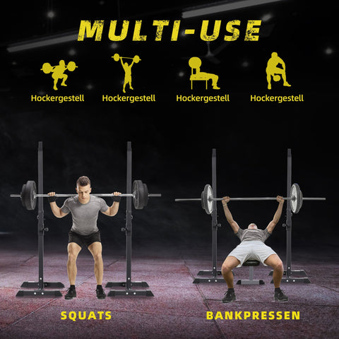 Rootz Dumbbell Stand Set - Barbell Shelf - Weight Rack - Resilient Steel - 52 x 48 x 160 cm - Adjustable Height & Rubber Foot Caps