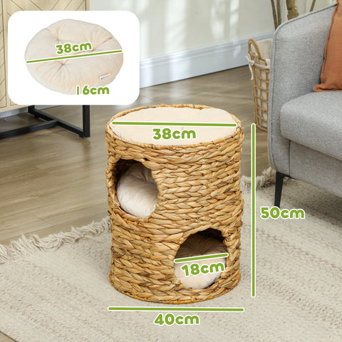 Rootz Scratching Barrel Cat Tower - Cat Condo - Cat Tree - Cozy Caves - 40cm x 50cm x 22cm - Ideal for Cats Up to 3.5kg