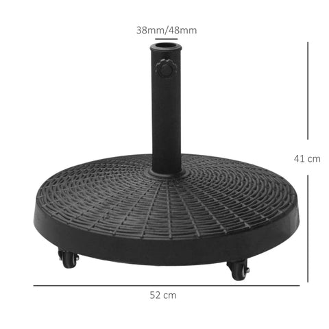 Rootz Parasol Stand - Umbrella Stand - Umbrella Holder - Umbrella Base - Rattan Look - Synthetic Resin + Metal - Black - Ø52 x 41 cm