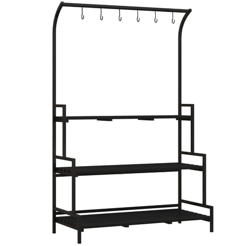 Rootz 3 Tier Flower Stand - Plant Display Shelf - Garden Plant Rack - Indoor & Outdoor - Metal Frame - 170H x 110L x 50W cm - Black