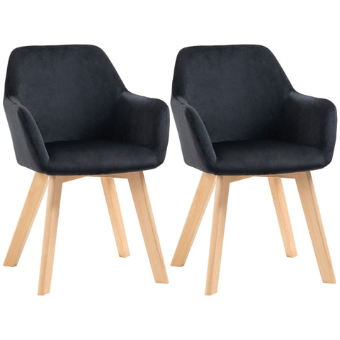 Rootz Dining Chair Set - Upholstered Chair - Velvet Fabric - Rubberwood Legs - Elegant Design - 54cm x 57cm x 80cm