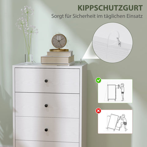 Rootz White Chest of Drawers - Sideboard - Wooden Material - Modern Style - Space Efficient Storage - 47cm x 29cm x 75cm