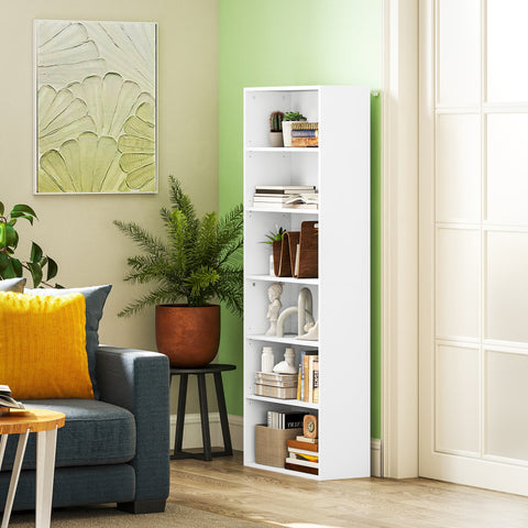 Rootz Bookshelf - Storage Unit - Shelving System - Adjustable Design - Chipboard Material - 60 x 24 x 158.5 cm - White Finish