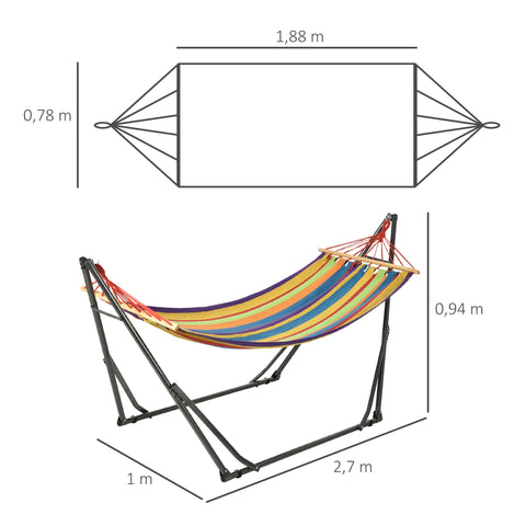 Rootz Foldable Garden Swing Hammock - Epoxy Resin - 1 Person Swing - Sturdy Metal Frame - 270cm x 100cm x 94cm