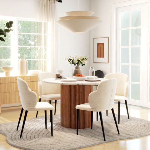 Rootz 4 Piece Dining Chair Set - Accent Chairs - Kitchen Chairs - Velvety Comfort - 54cm x 56cm x 86cm - Beige