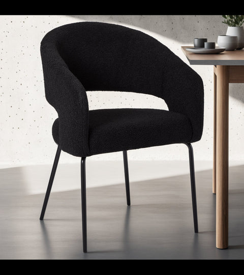 Rootz Dining Chair - Modern Bouclé Chair - Elegant Metal Legs - Superior Comfort - Durable & Easy Maintenance - 56cm x 57cm x 81cm
