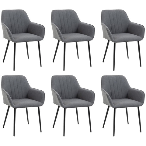 Rootz Set of 6 Upholstered Chairs - Dining Seats - Ergonomic Armchairs - Comfort & Stability - 59.5cm x 56.5cm x 81cm