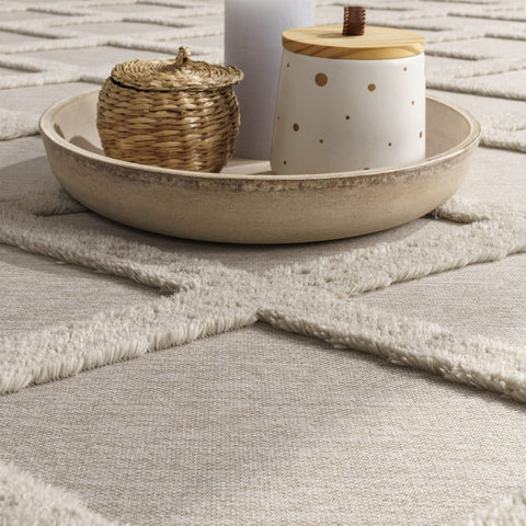 Modern Diamond Pattern Rug – Soft Short Pile – Durable & Easy Care – 3D Effect